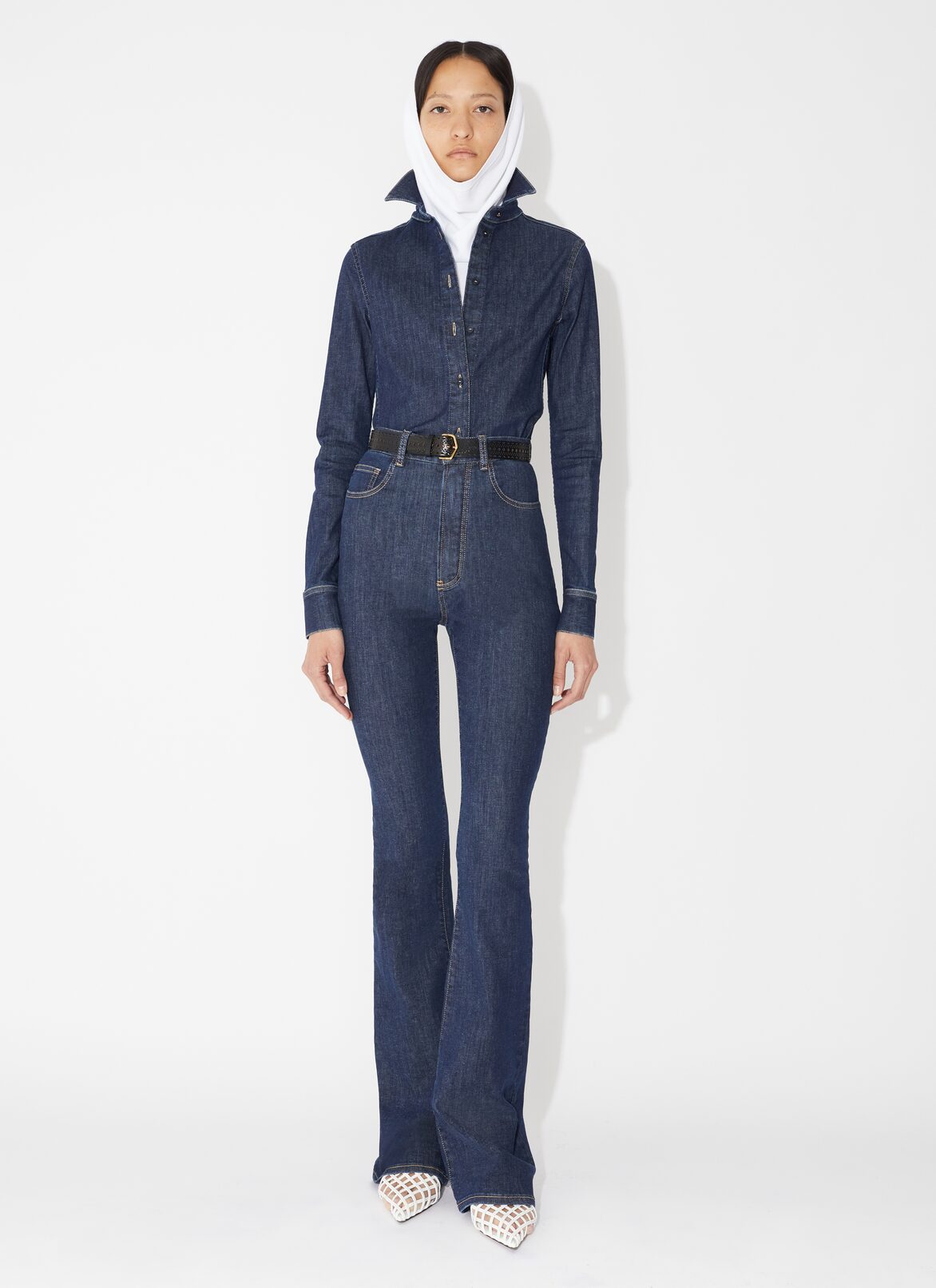 Long bootcut denim pant ALAÏA BLUE LONG BOOTCUT DENIM PANT